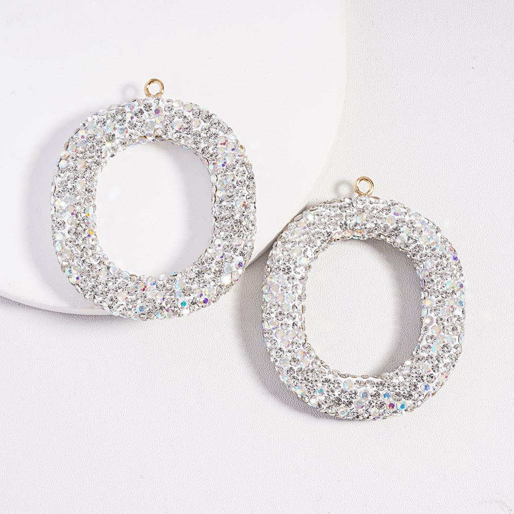 Clay Keychain Pendant Large-Sized Initial Letter, Jewelry Accessories with Rhinestones (Size Varies Between 50 to 60 MM Depending on Letter)