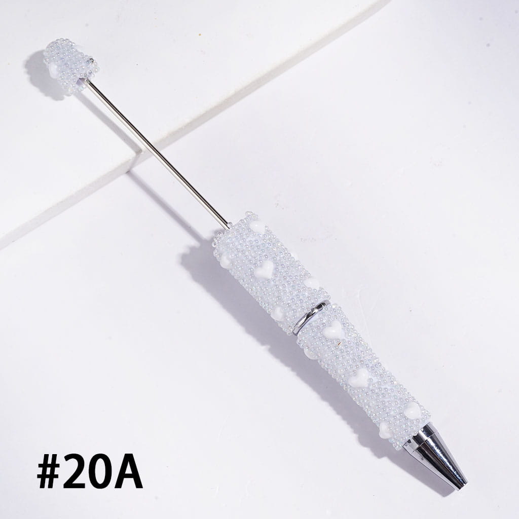 Beadable Pens with Mini Iridescent Bubble Balls and Heart Covered Entire the Pens, Multi-Color