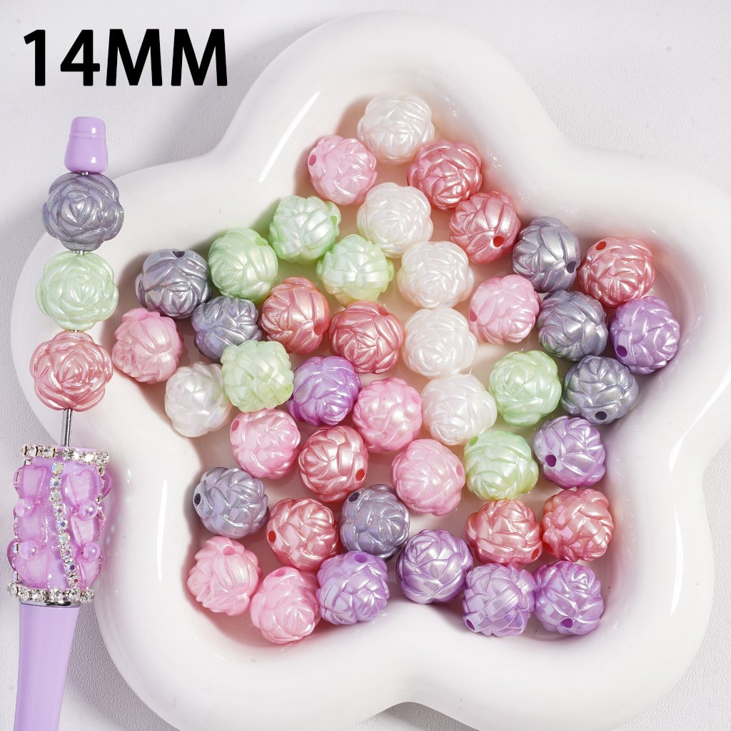 Acrylic Beads UV Coating Lotus Flower, Multi-Color, 14MM, Random Mix