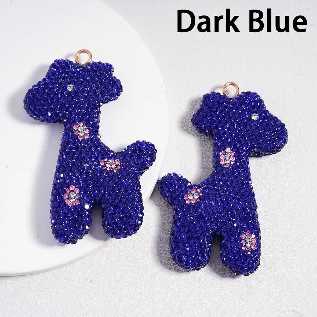 Clay Keychain Pendant, Giraffe Shape with Various Colors Rhinestones, Jewelry Accessories, 50*72MM