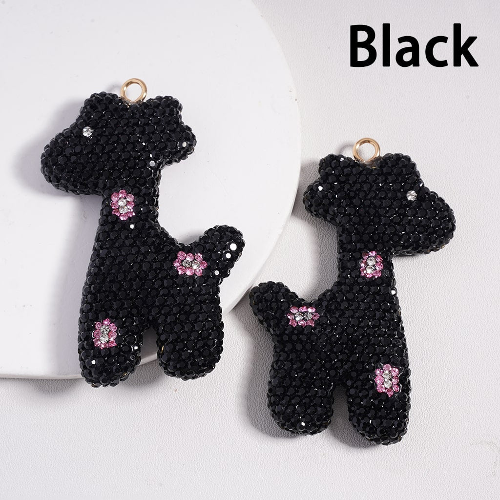 Clay Keychain Pendant, Giraffe Shape with Various Colors Rhinestones, Jewelry Accessories, 50*72MM