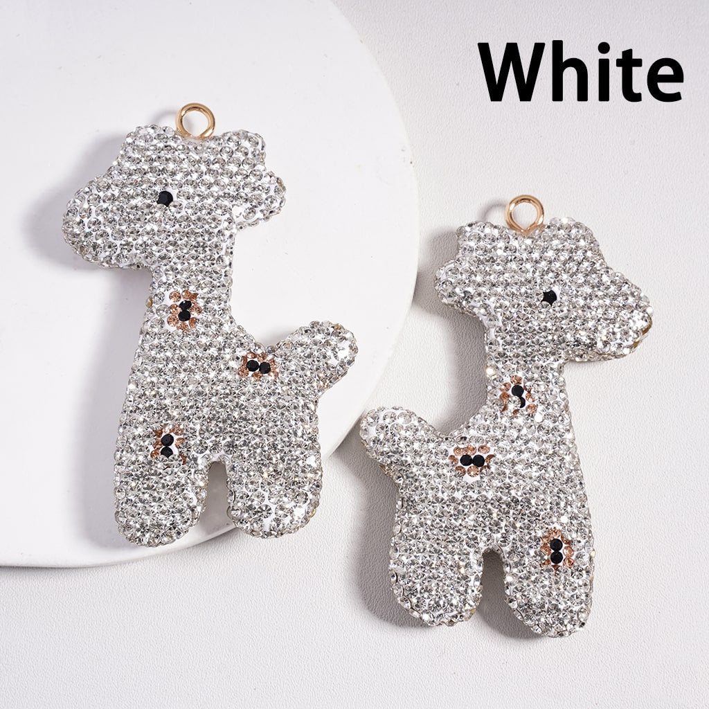 Clay Keychain Pendant, Giraffe Shape with Various Colors Rhinestones, Jewelry Accessories, 50*72MM
