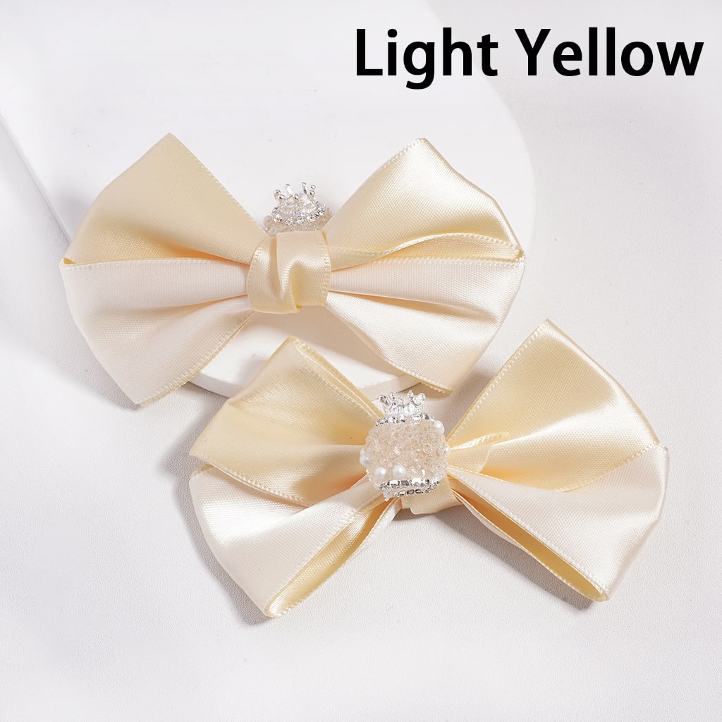 Sugar Acrylic Beads with Fancy Silver Crown & Fabric Bowties, White Pearls and Rhinestones