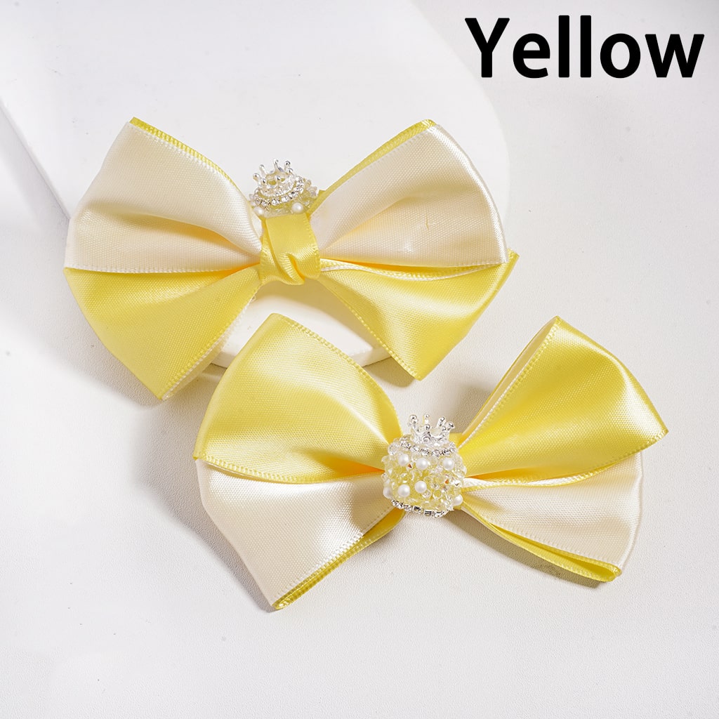 Sugar Acrylic Beads with Fancy Silver Crown & Fabric Bowties, White Pearls and Rhinestones