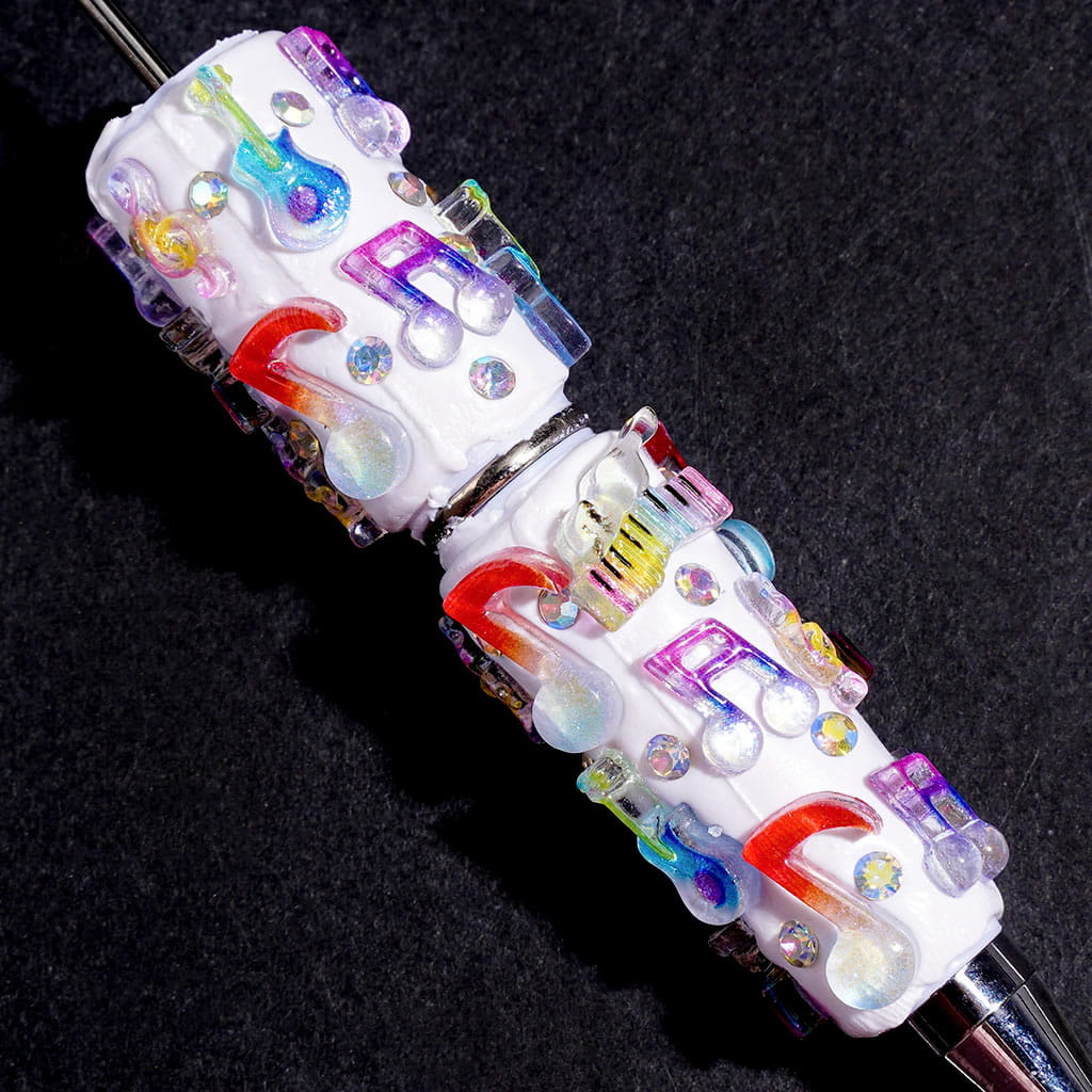 Colorful Music Note with Glitter and AB Rhinestones Beadable Clay Pens