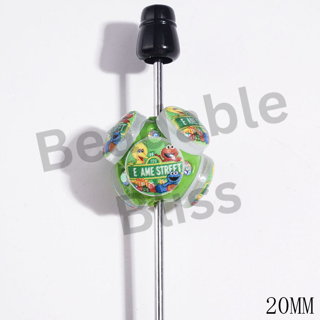 Green Style Classic Puppet Character Series and AB Rhinestones Clay Beads, 20MM