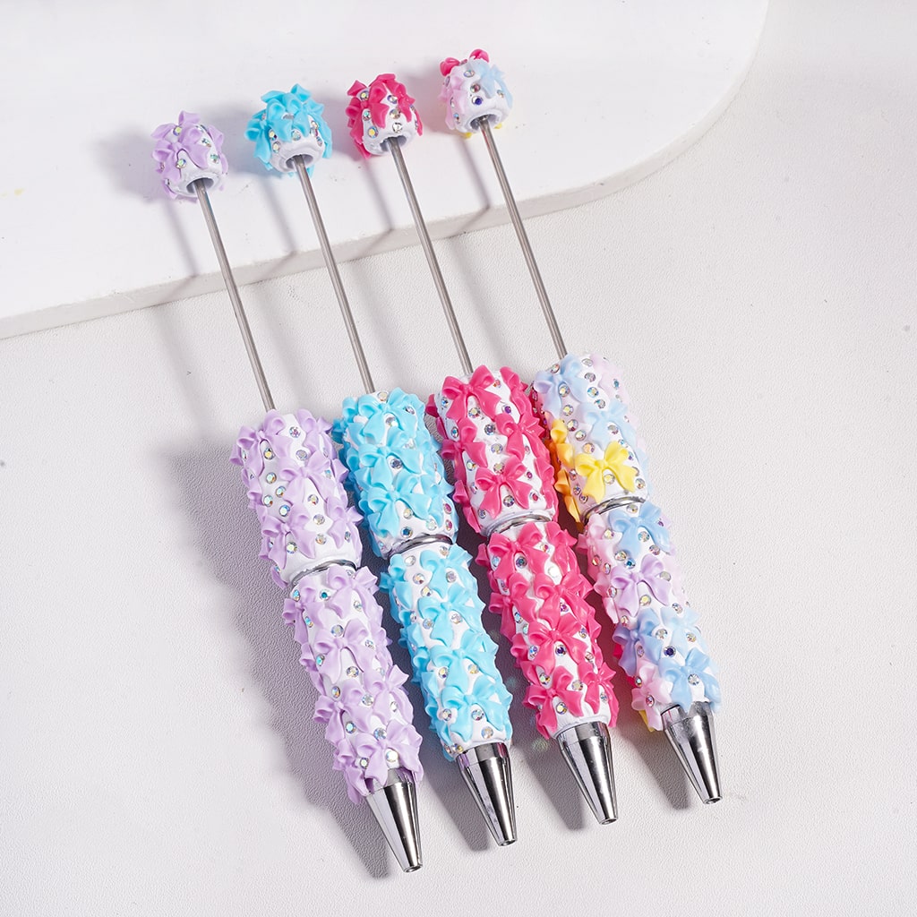 Beadable Clay Pen with Small Bowtie Series and AB Rhinestones