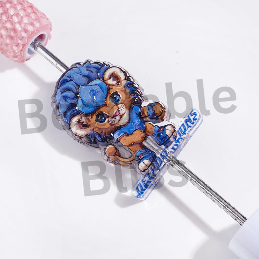 American Detroit Football Team in Blue Series Acrylic Beads, Semi-Clear, Random Mix