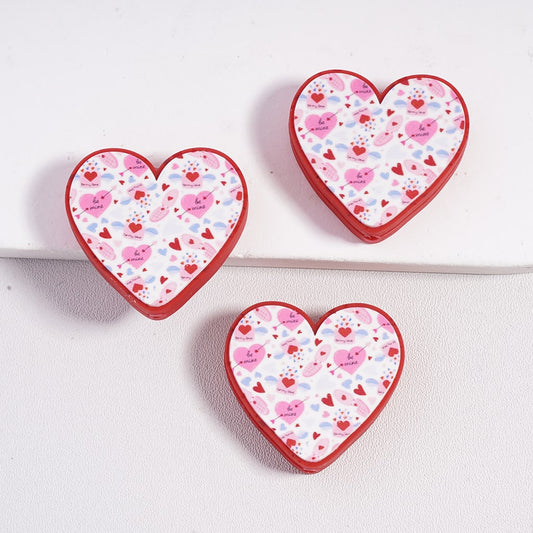 Silicone Focal Beads in Valentine's Day Style, Hearts Shot by Cupid's Arrow, Heart Shape