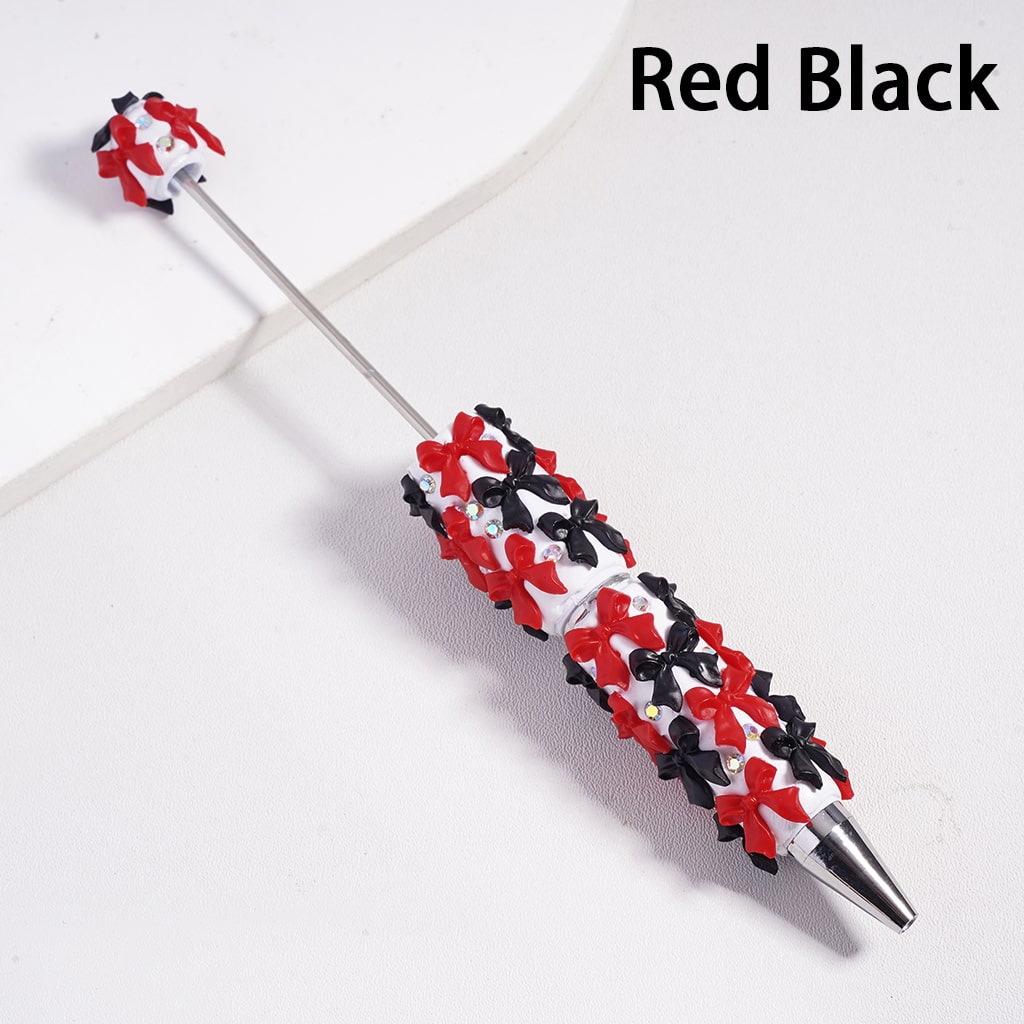 Beadable Clay Pen with Double Colors Bowtie and AB Rhinestones