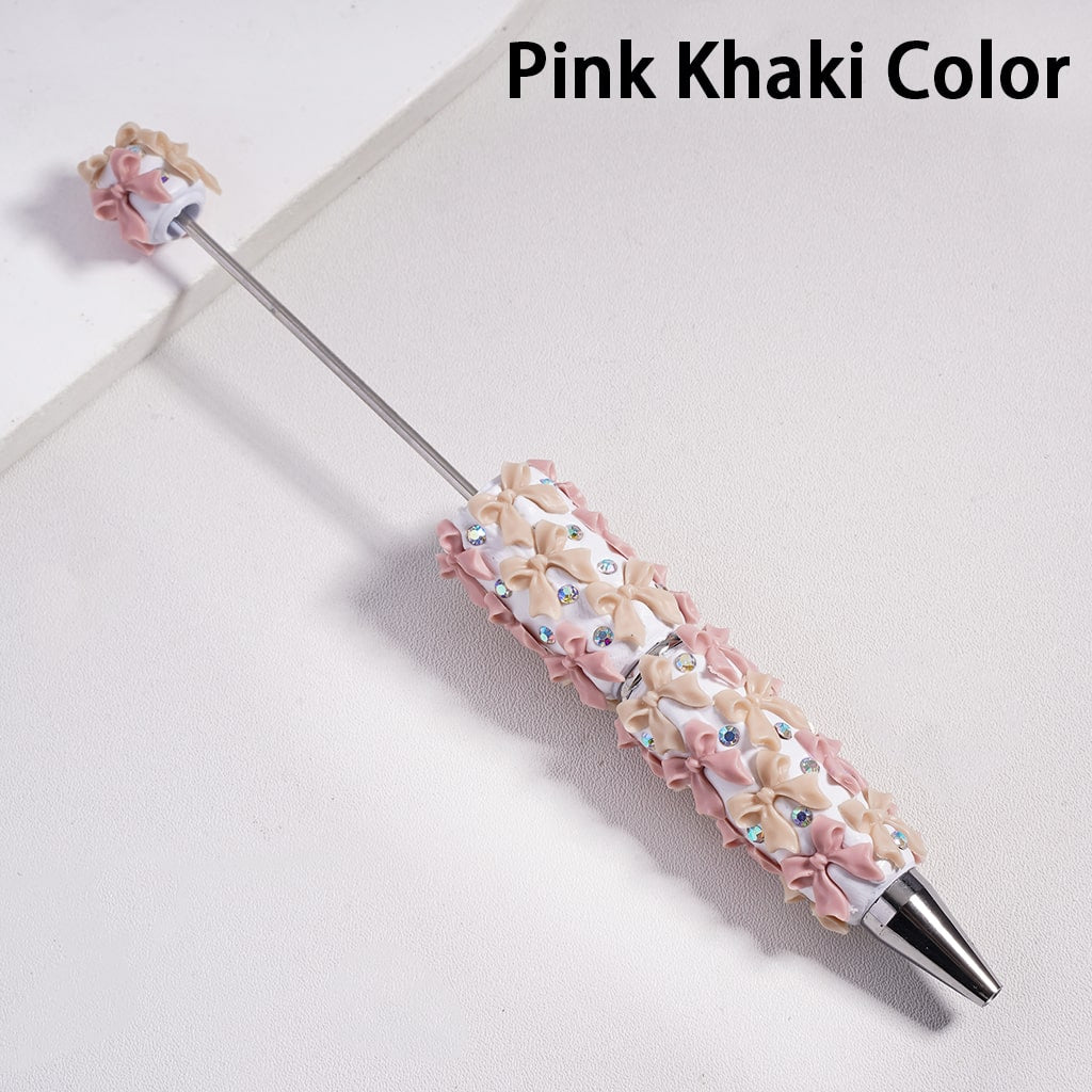 Beadable Clay Pen with Double Colors Bowtie and AB Rhinestones