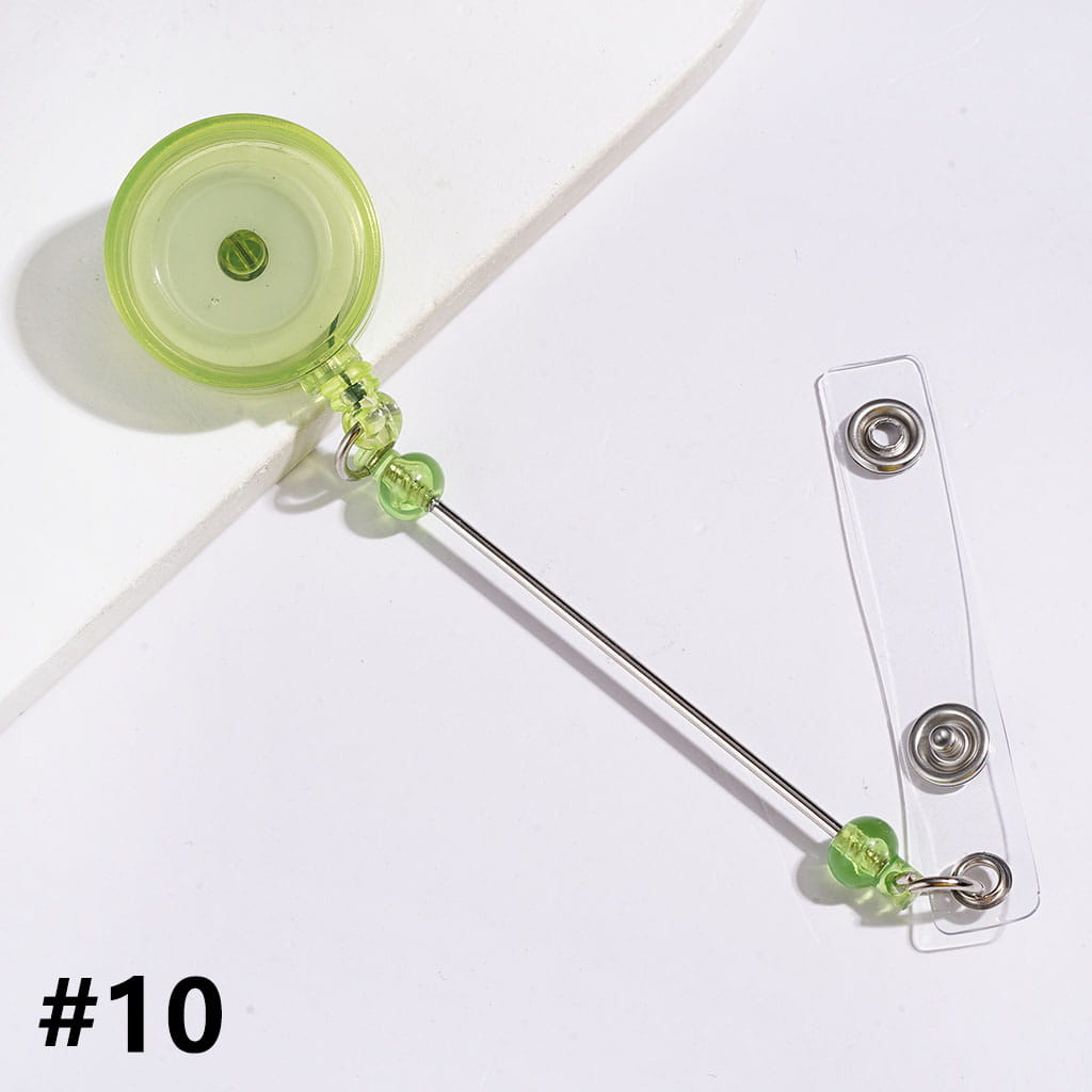 DIY Creative Beaded Retractable Back Badge Holder Reels with Rotating Crocodile Clip & Keychain Bar, Transparent Clear, Multicolor