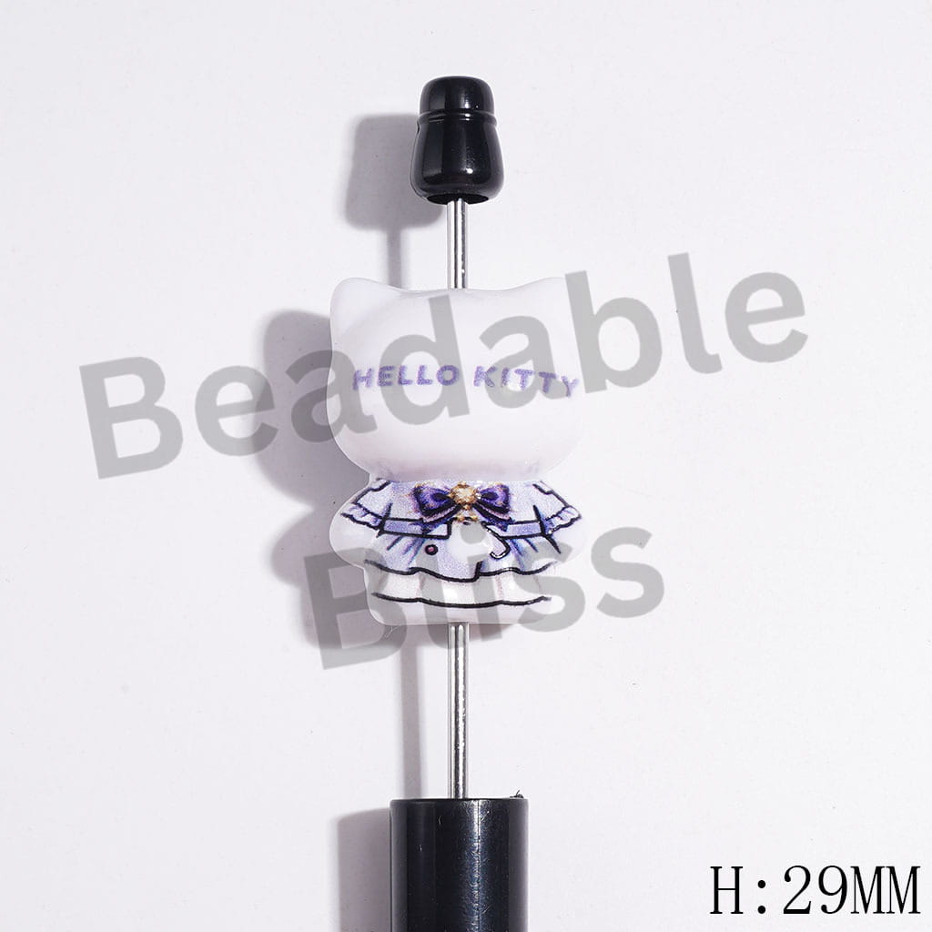 Cute Cat Character with Bowtie and Various Costume Acrylic Beads, Height 29MM, Random Mix