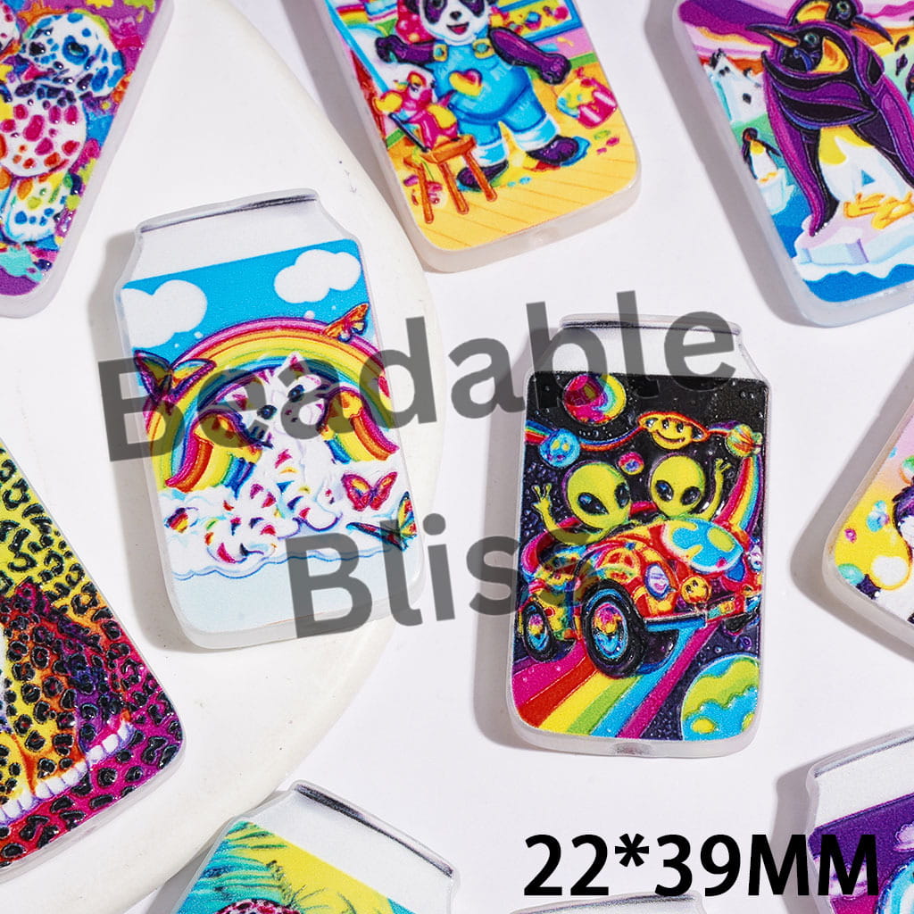 Bottle Shape Retro Rainbow Colored Animal Pattern Acrylic Beads, 22*39MM Random Mix