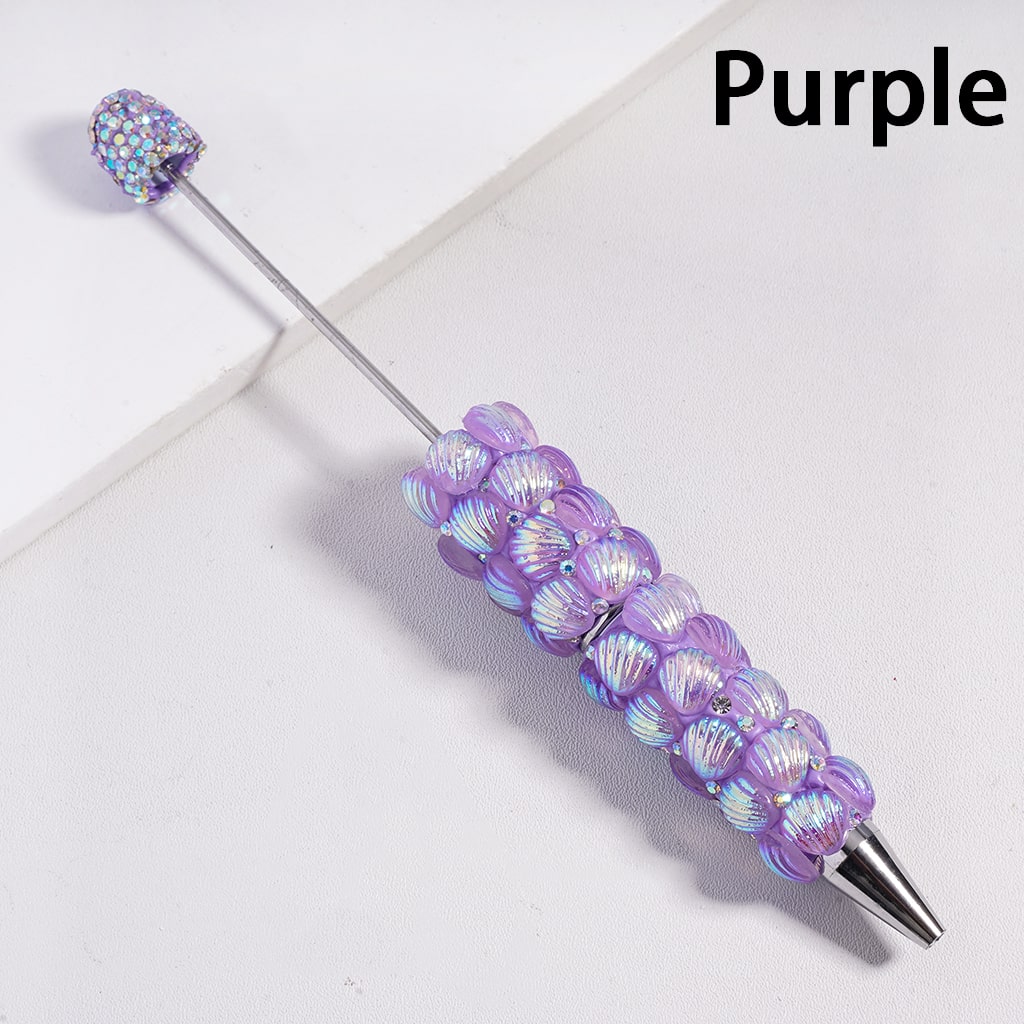 Beadable Clay Pen Sea Shells with UV Coating, Clear & AB Rhinestones, Multi-Color