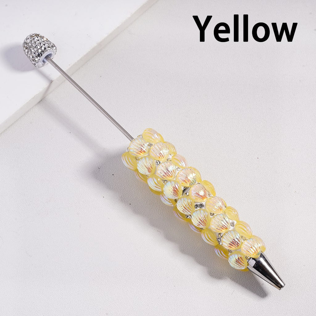 Beadable Clay Pen Sea Shells with UV Coating, Clear & AB Rhinestones, Multi-Color