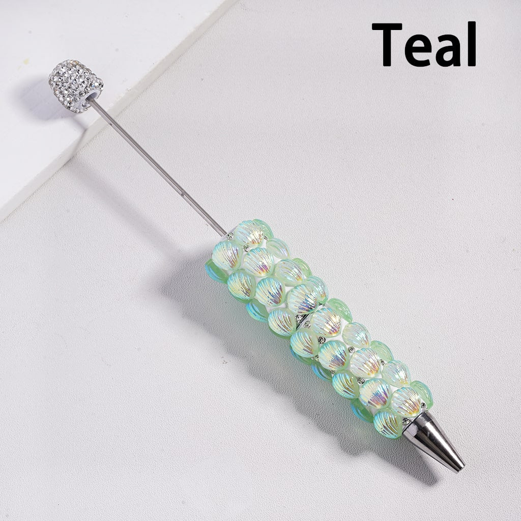 Beadable Clay Pen Sea Shells with UV Coating, Clear & AB Rhinestones, Multi-Color