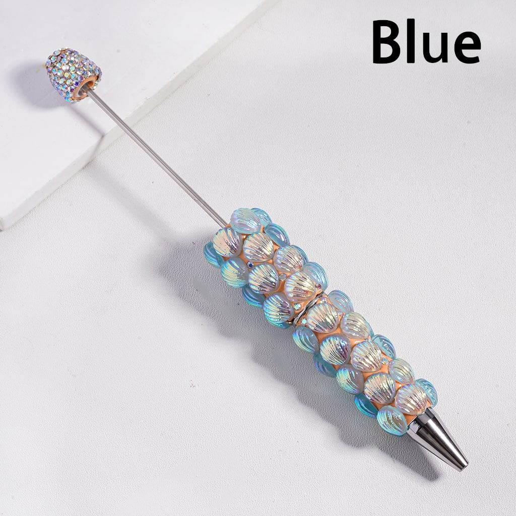 Beadable Clay Pen Sea Shells with UV Coating, Clear & AB Rhinestones, Multi-Color