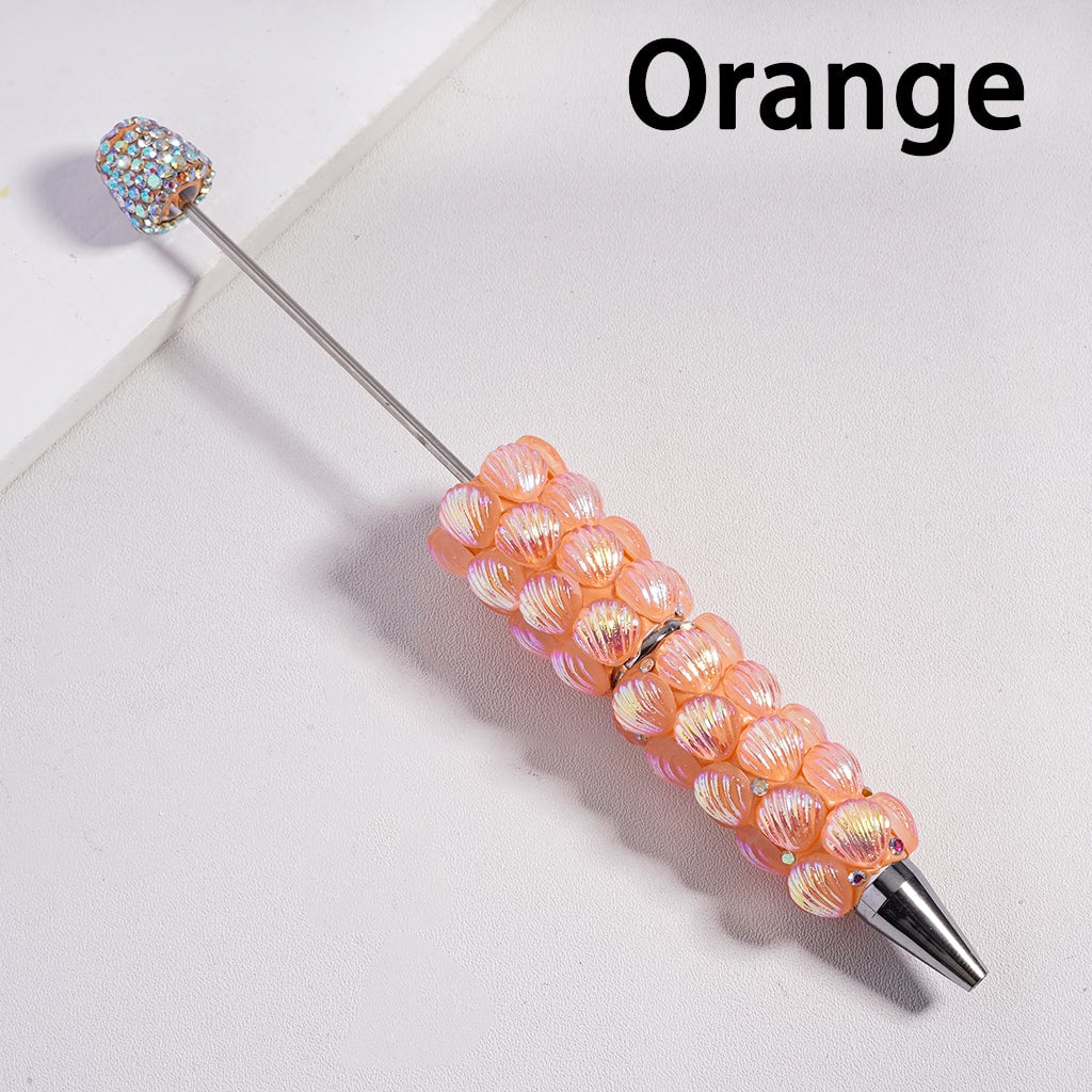 Beadable Clay Pen Sea Shells with UV Coating, Clear & AB Rhinestones, Multi-Color