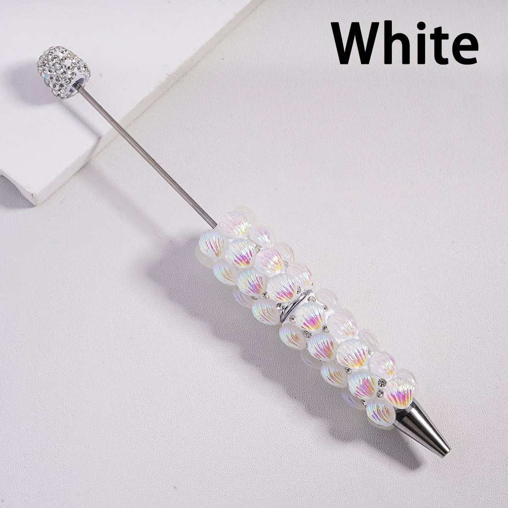 Beadable Clay Pen Sea Shells with UV Coating, Clear & AB Rhinestones, Multi-Color