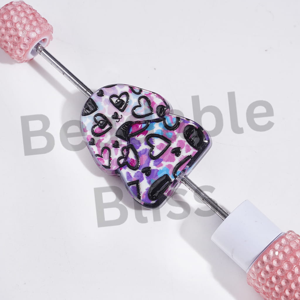 Man Exclusive Theme in Flower Moon Crescent Strawberry Leopard Print Acrylic Beads, 21*27MM Random Mix