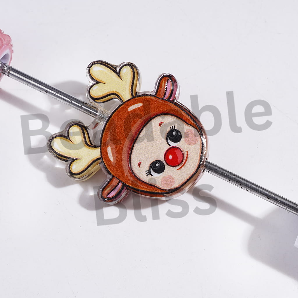 Semi-Clear Acrylic Beads Baby Angel with Animal Hat, Random Mix