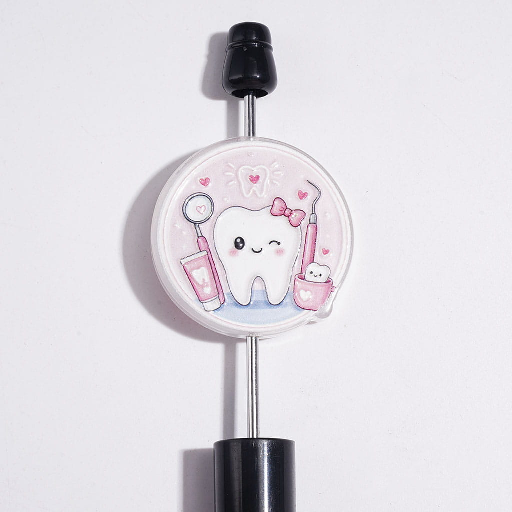 Cute Cartoon Teeth Acrylic Beads, Dental Theme, Random Mix