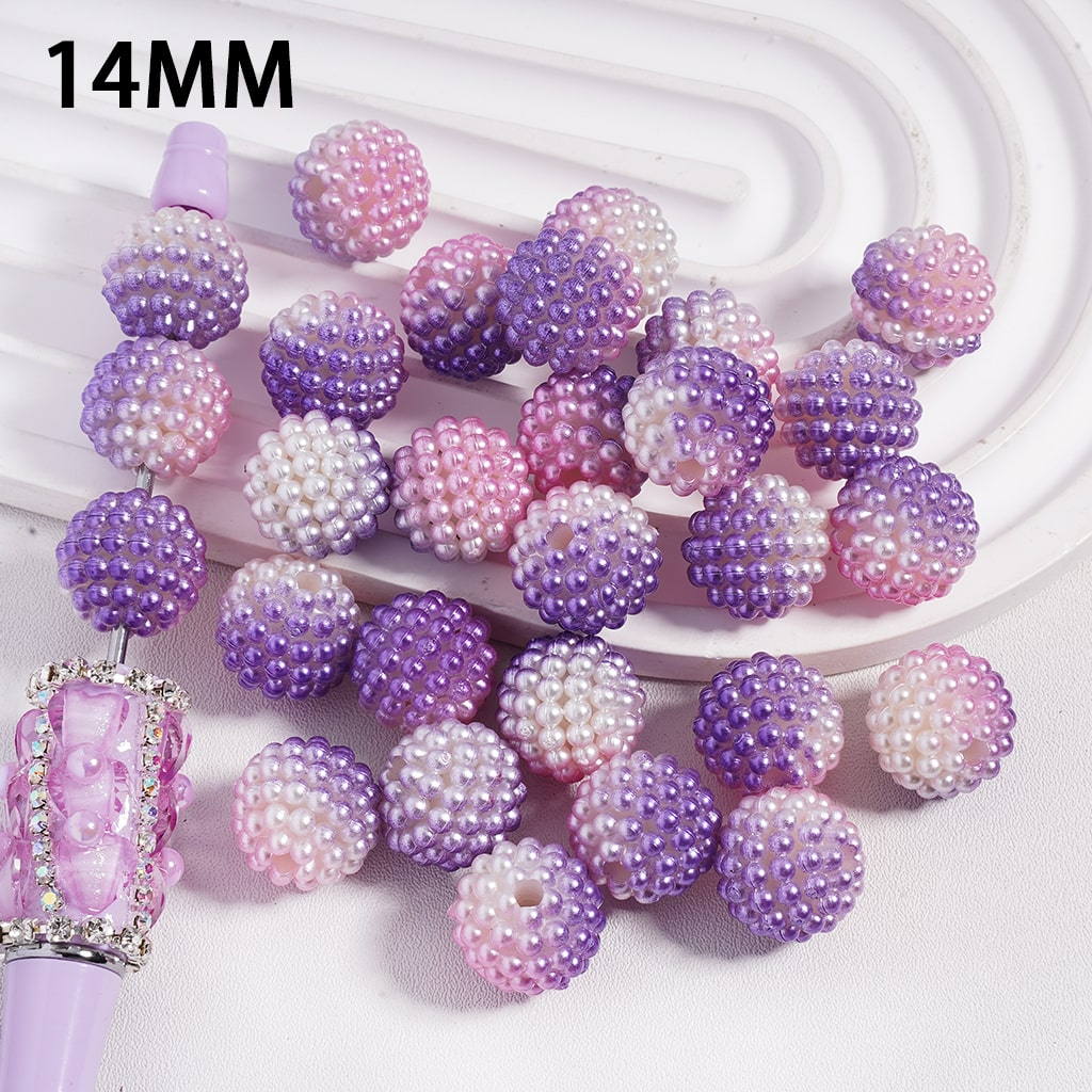 Bumpy Acrylic Beads in Bayberry Style, Size 14MM, Ombre Color Pink and Purple