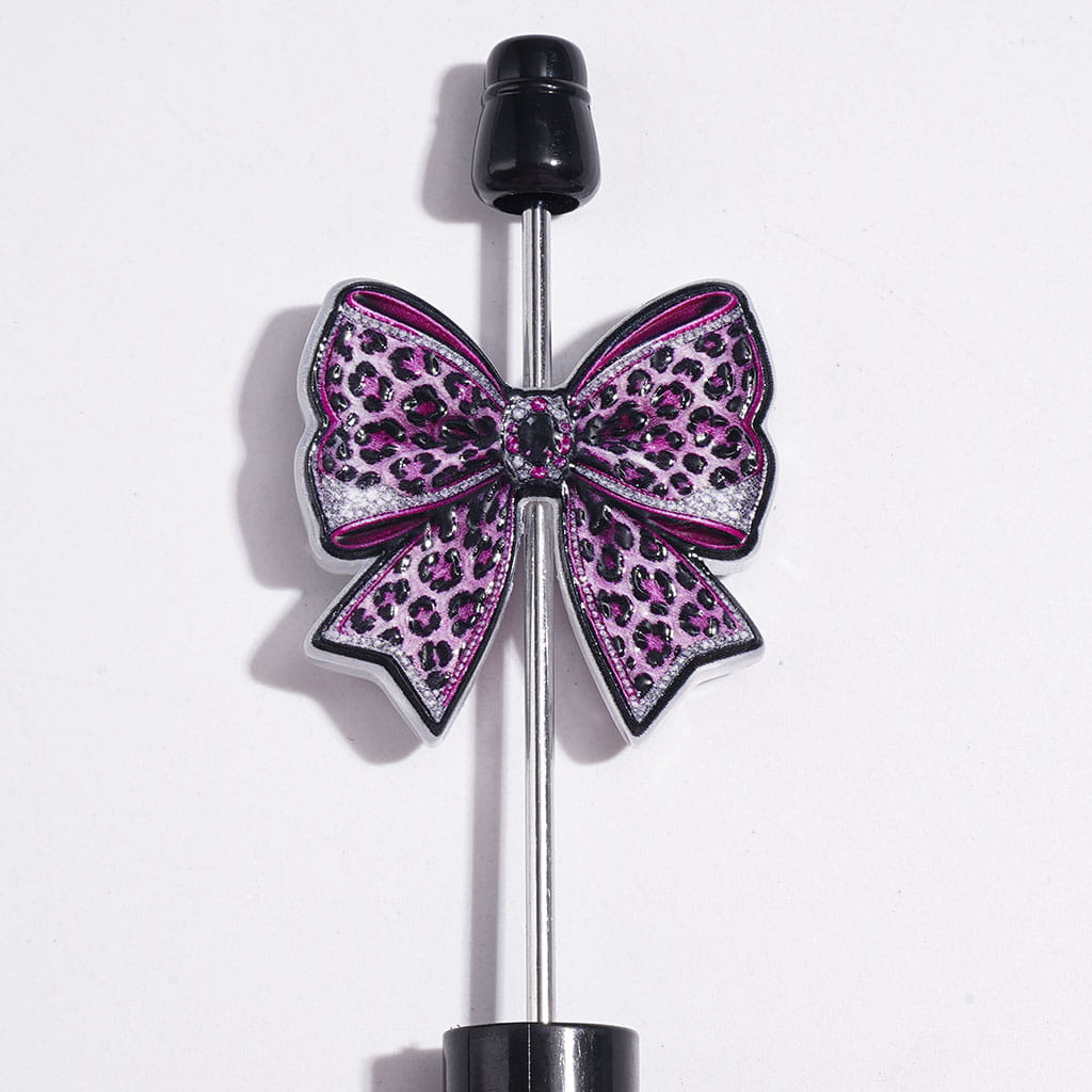 Lip Heart Bowtie Star Perfume Bottle with Jaguar Prints Acrylic Beads, Purple Series, Random Mix