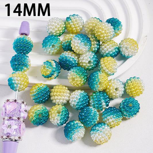 Bumpy Acrylic Beads in Bayberry Style, Size 14MM, Ombre Color Yellow and Blue