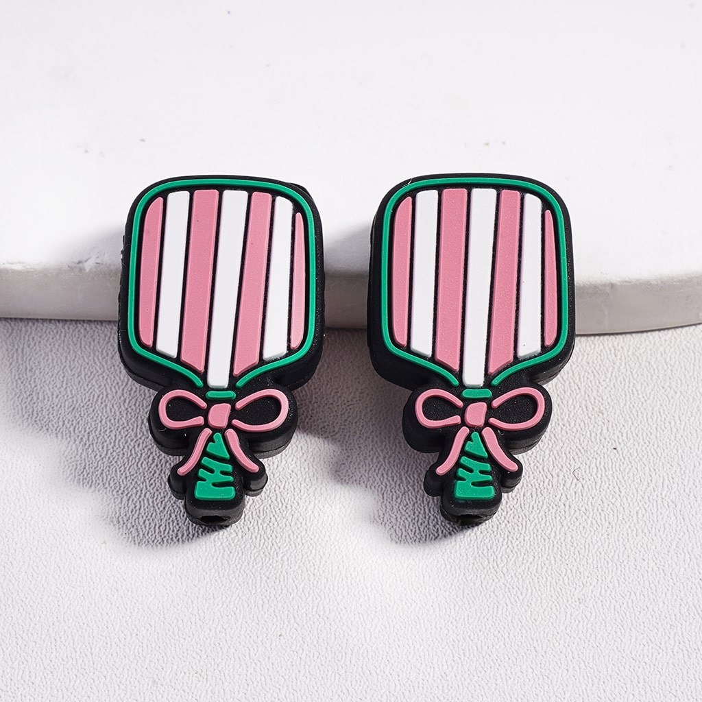 Silicone Focal Beads Pickle-Ball Series Pickleball Racket Theme