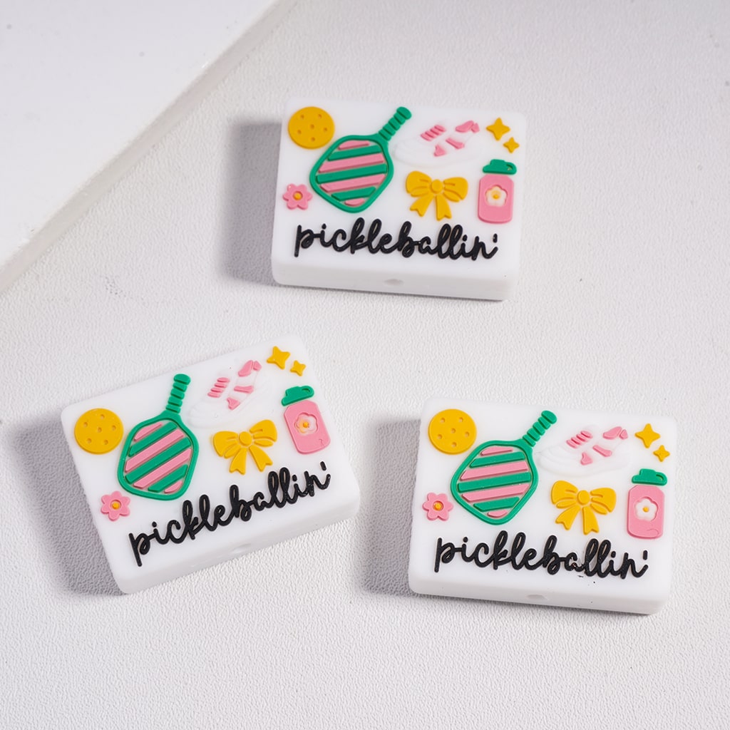 Silicone Focal Beads Pickle-Ball Series Pickleball Racket Theme