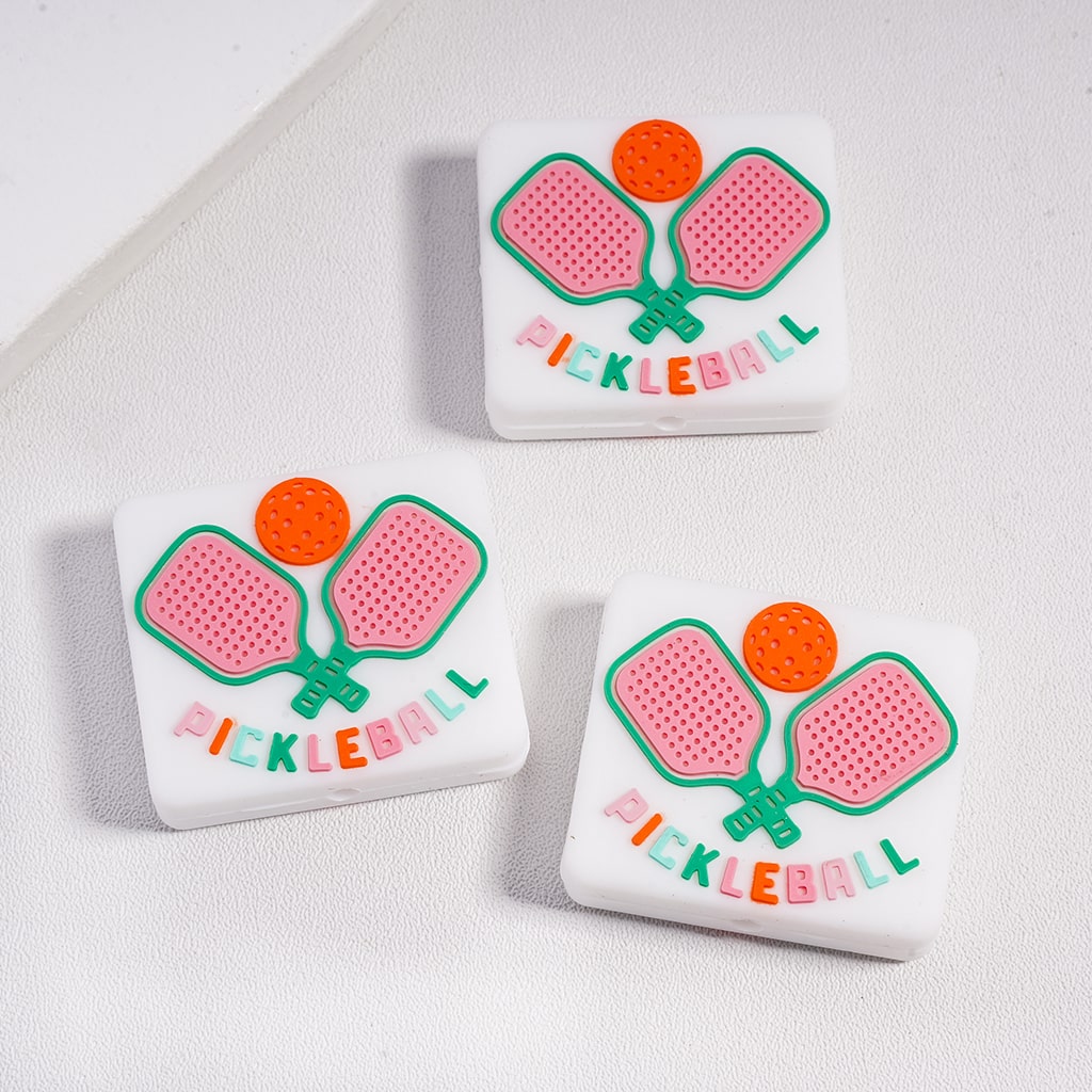 Silicone Focal Beads Pickle-Ball Series Pickleball Racket Theme