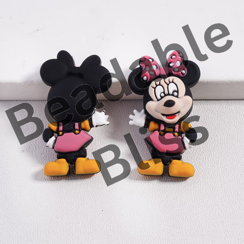 Silicone Focal Beads 3D Cute Tiger and Girl Boy Mouse and Pink Girl Teacher Characters