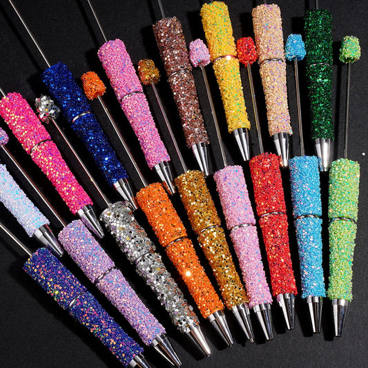 Hand-Made Beadable Pens with Mini Shiny Sequin Covered the Pen, Multi-Color (Please Read Description)