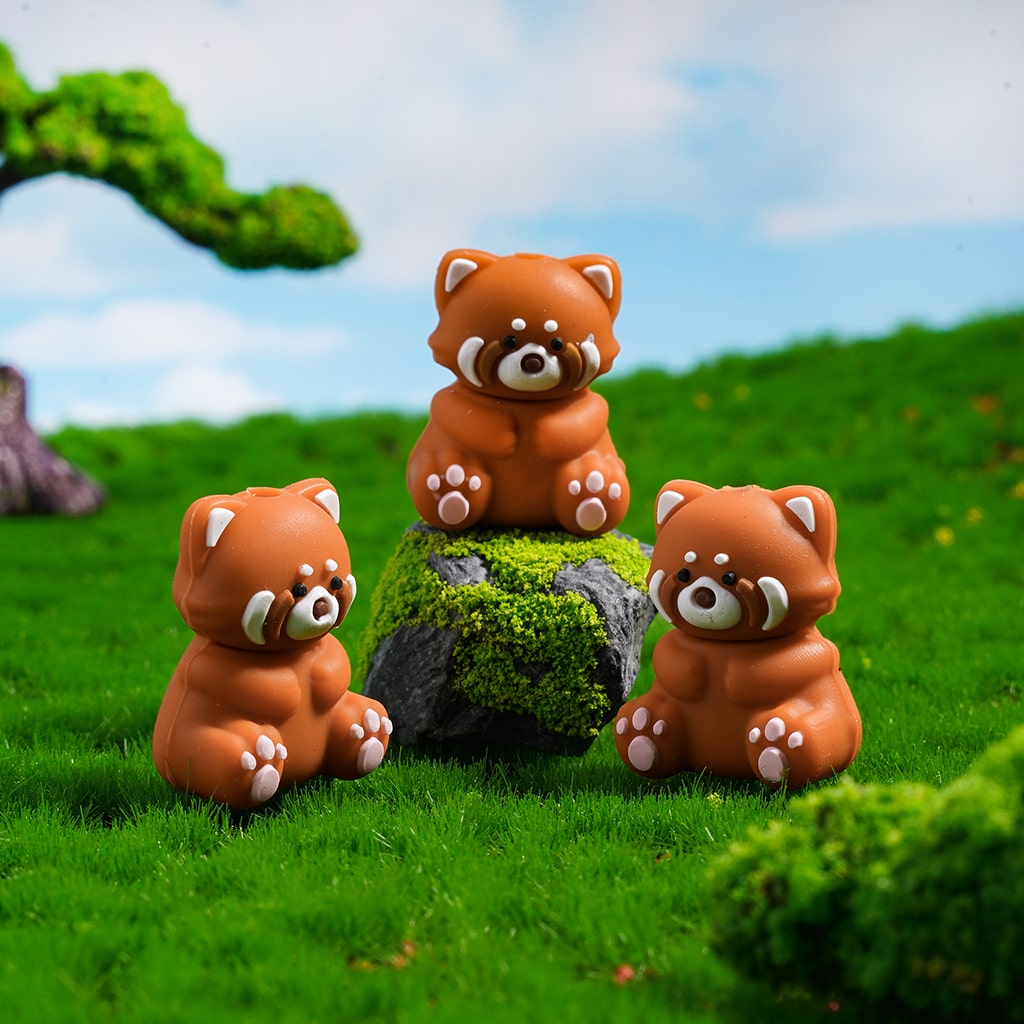 Silicone Focal Beads 3D Brown Cute Raccoon Baby
