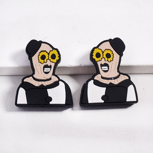 黄色いひまわりのメガネのクロウのアート、シリコン製フォーカルビーズ