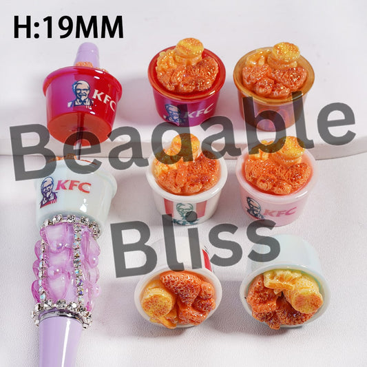 Acrylic Beads UV Coating Fast Food Theme, Height 19 MM, Random Mix
