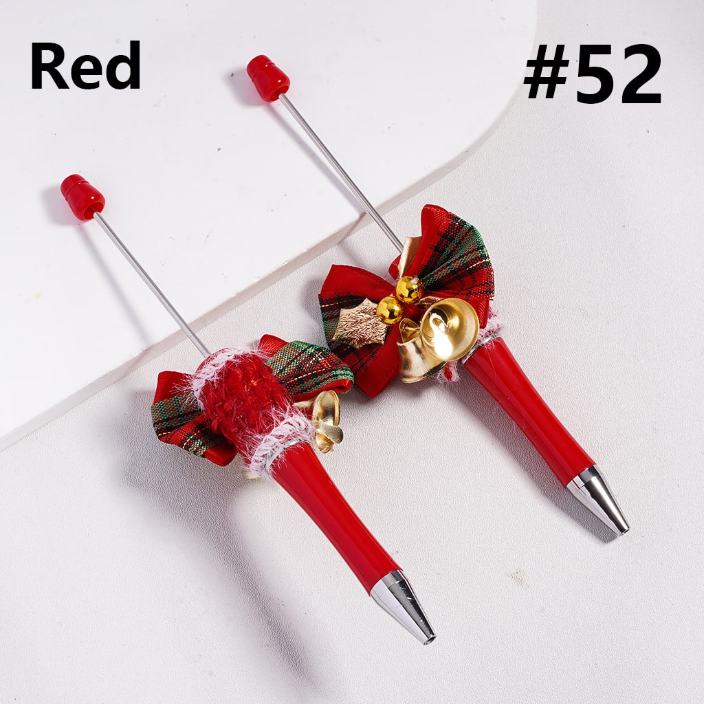 Beadable Christmas Theme Pen with Bowtie Bell Leaf in Solid Color