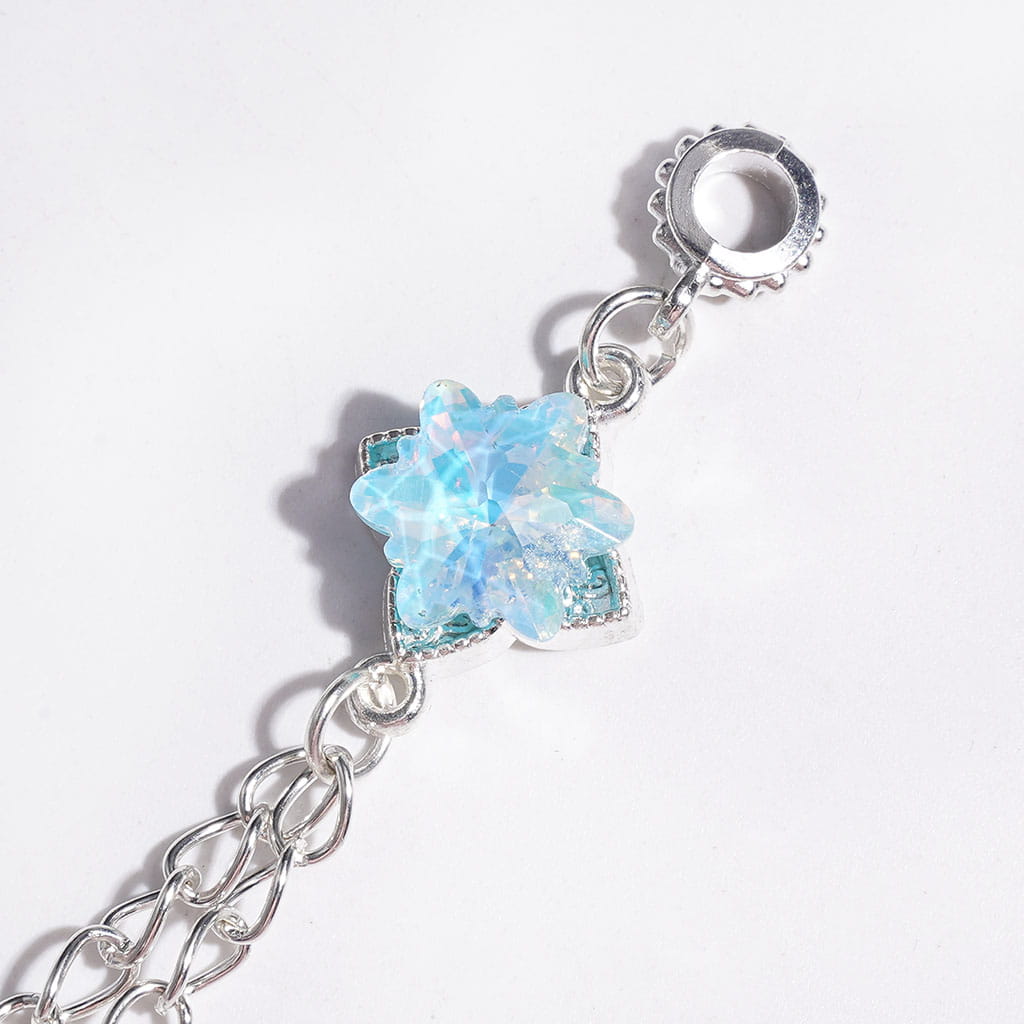 Alloy Bail Loop Beads with Charm Pendants Shiny Snowflake Crystal, Four Leaf Clover Design with Metal Tassel Chains, Length 95MM, Multi-Color, for Earring Jewelry Accessories
