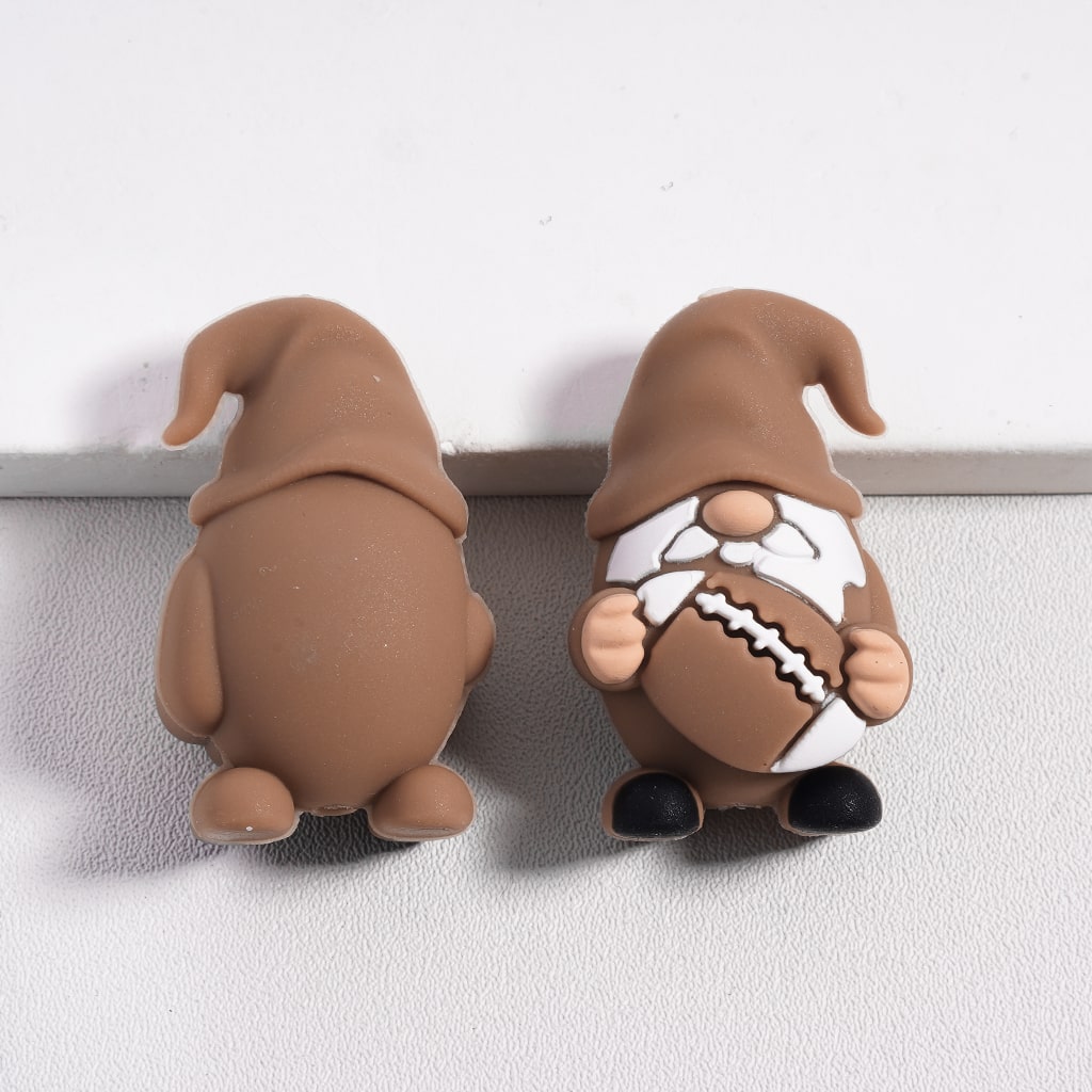 Silicone Focal Beads 3D American Football Series, Brown Gnomes Bowtie Finger