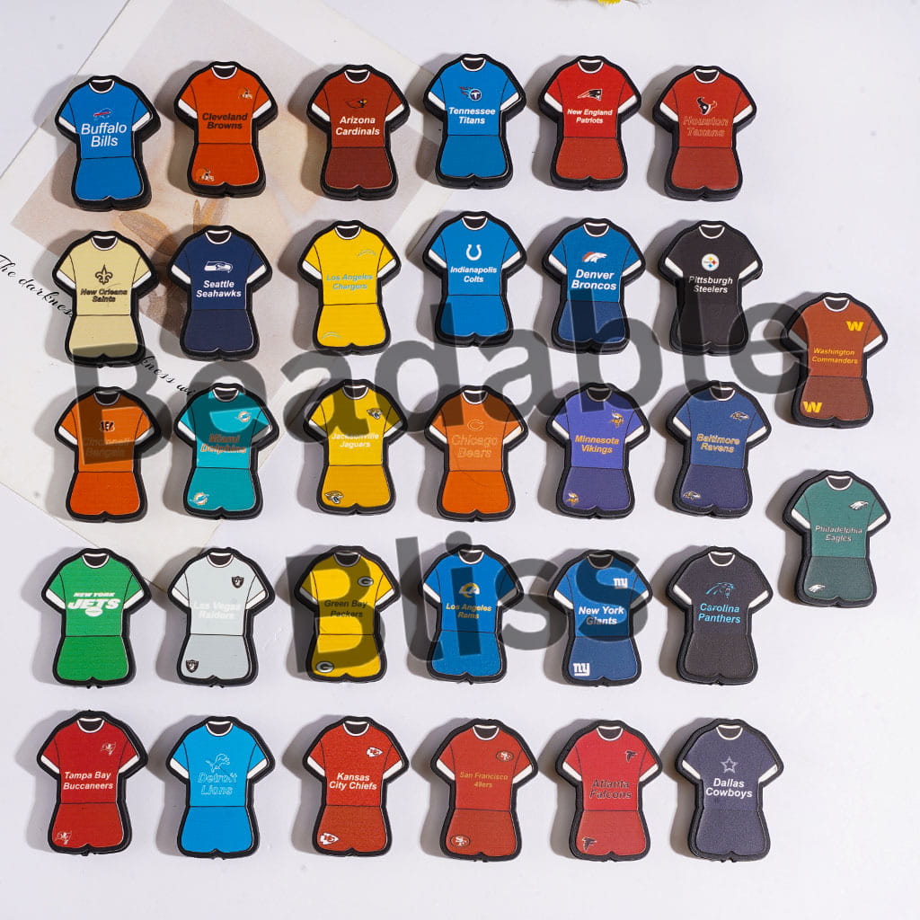 Focal Beads American Football Sports Jersey Set, Various Team, Random Mix