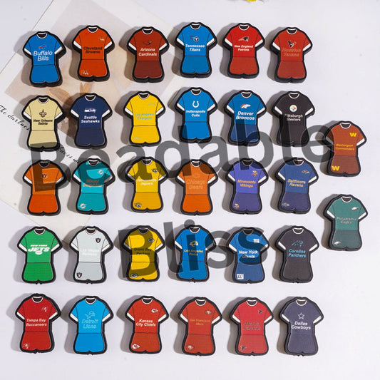 Silicone Focal Beads American Football Sports Jersey Set, Various Team, Random Mix