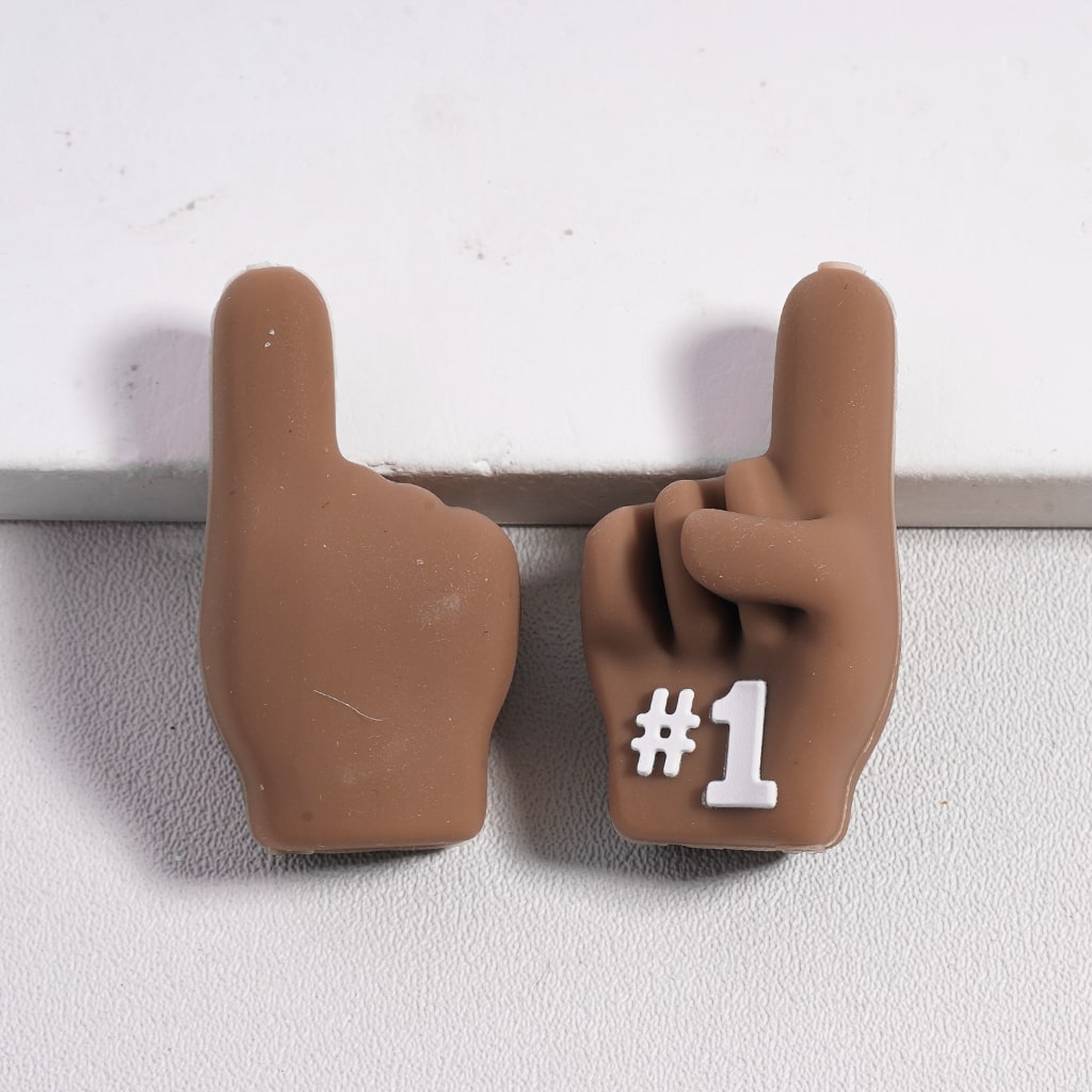 Silicone Focal Beads 3D American Football Series, Brown Gnomes Bowtie Finger