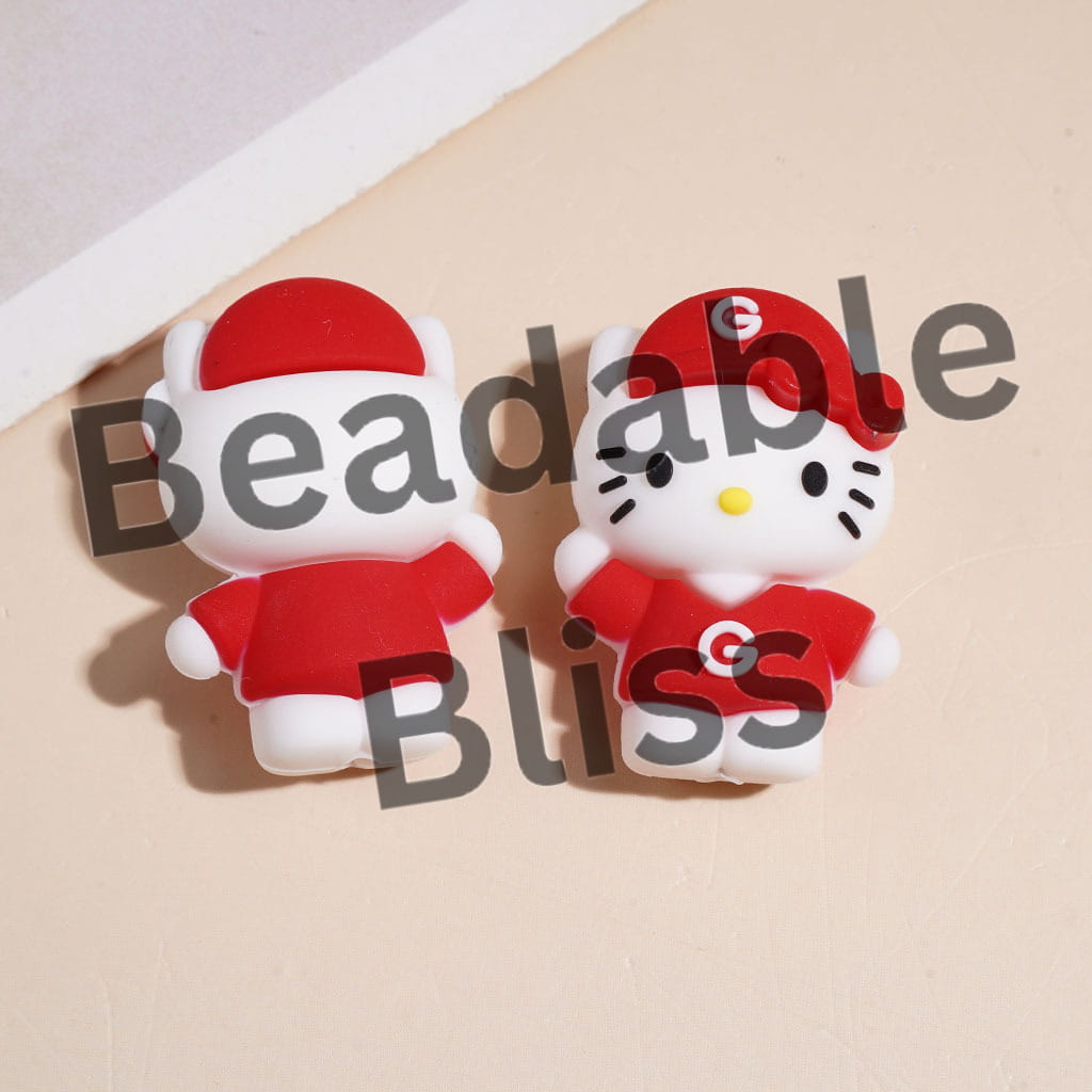 3D Cute Cat Character with American Green Bay Football Uniform, Red and Green