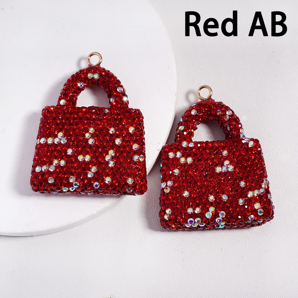 Clay Keychain Pendant Large-Sized Bag, Jewelry Accessories with Rhinestones, 40*51MM, Multi-Color