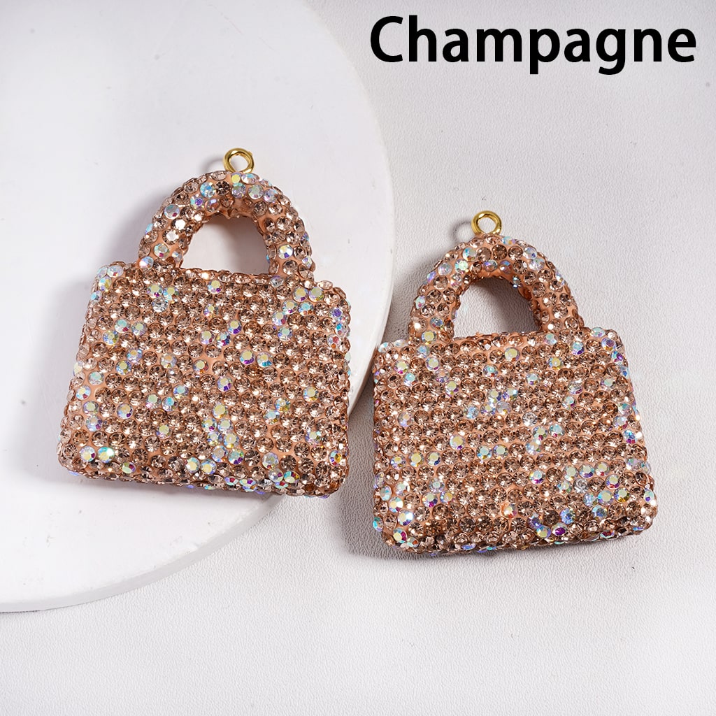 Clay Keychain Pendant Large-Sized Bag, Jewelry Accessories with Rhinestones, 40*51MM, Multi-Color