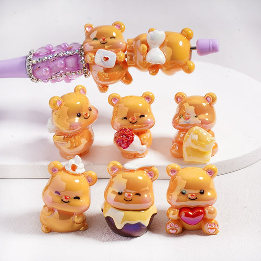 Acrylic Beads UV Coating Glossy Bear Series in Various Shapes, Random Mix