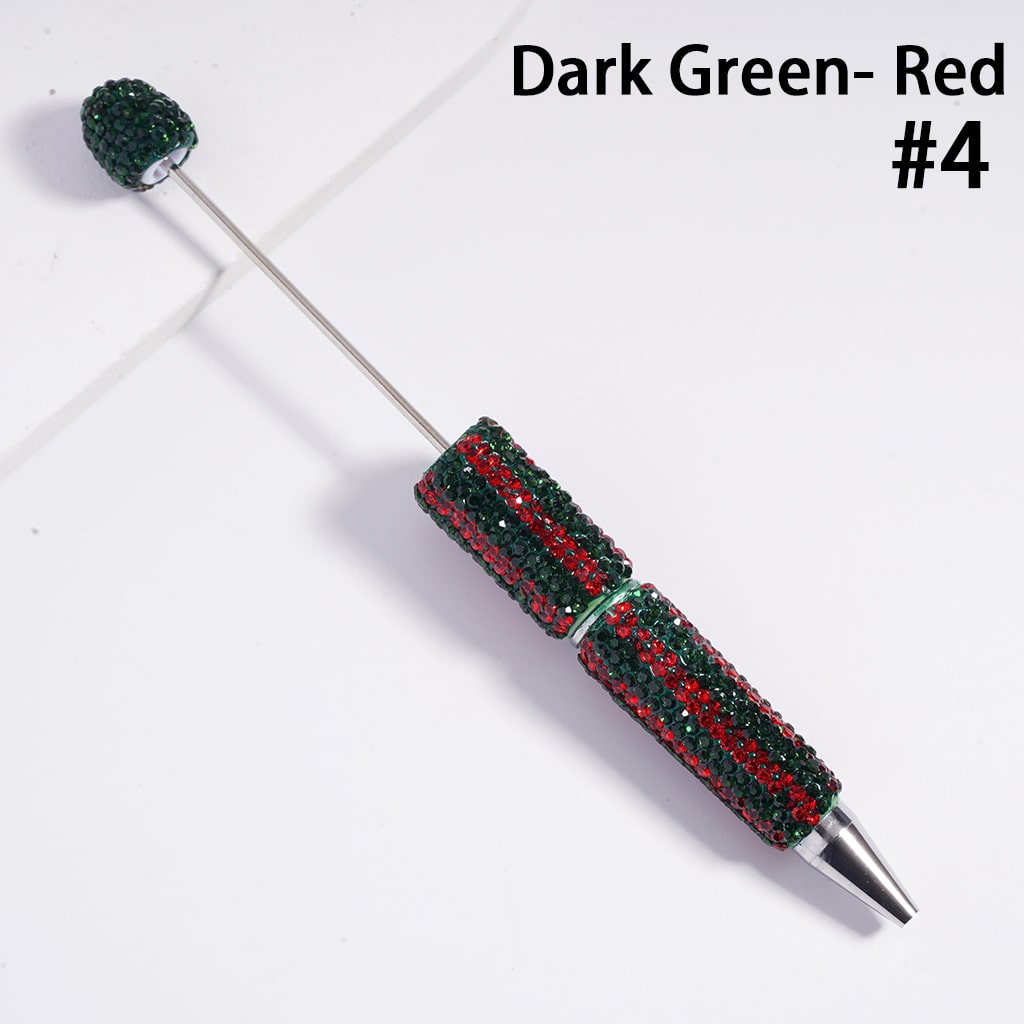 Beadable Clay Pens with Vertical-Stripe Double Color Rhinestones Covered the Entire Pen