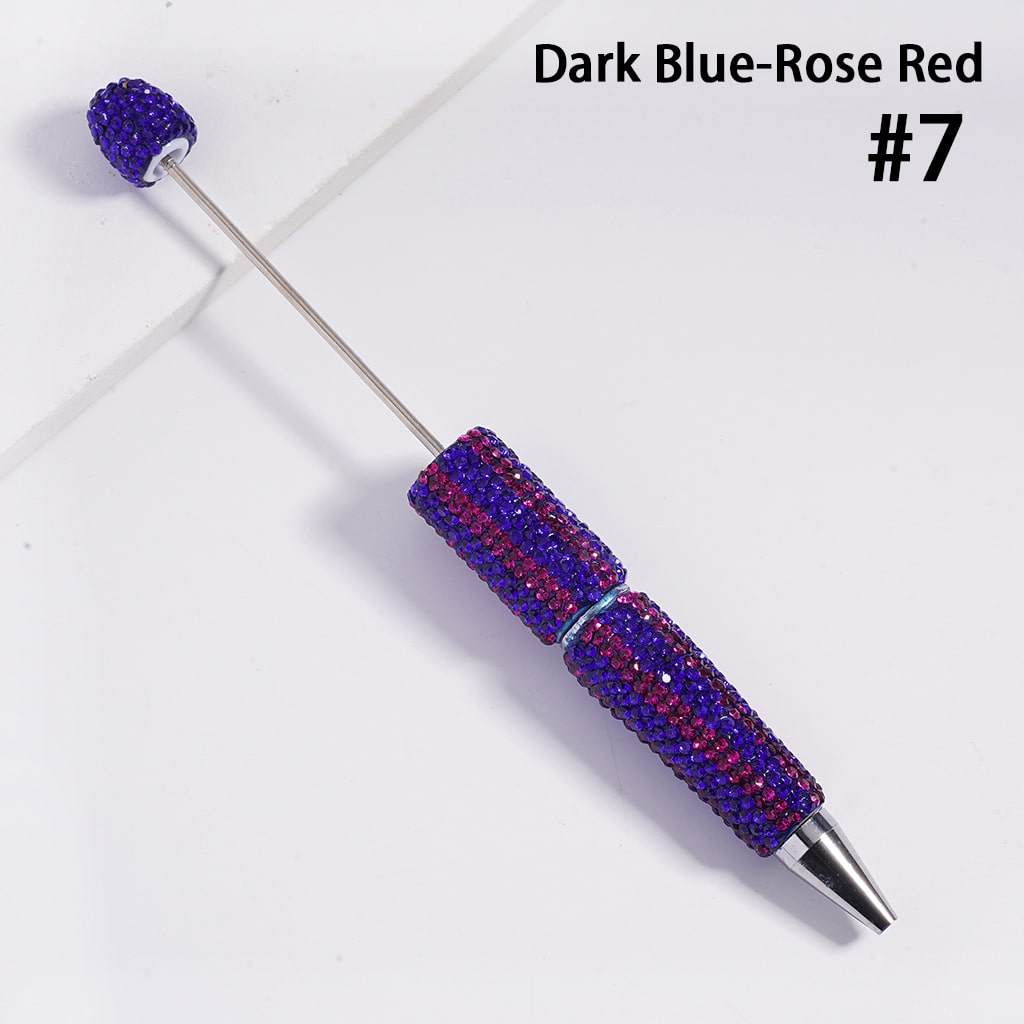 Beadable Clay Pens with Vertical-Stripe Double Color Rhinestones Covered the Entire Pen